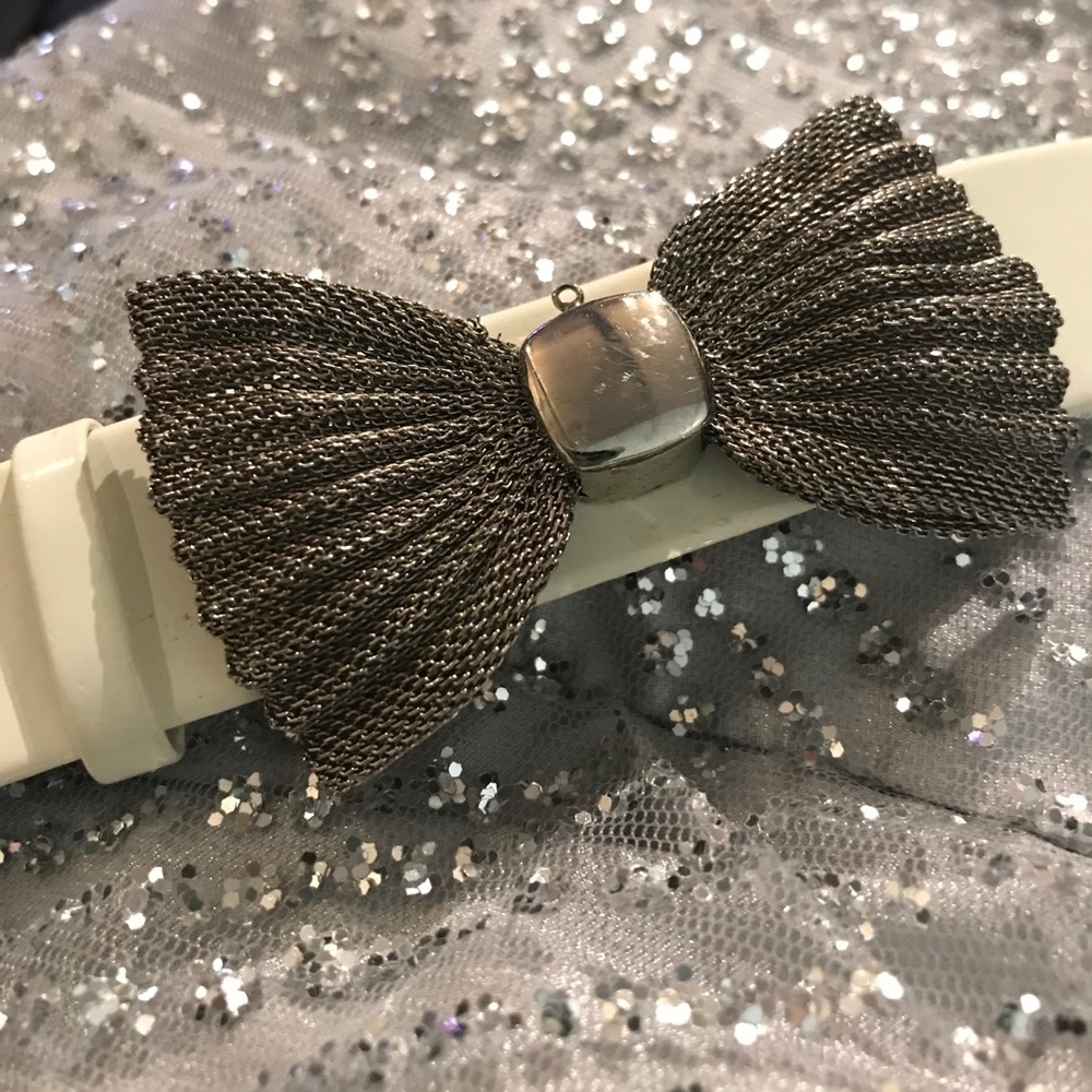 Cute little white silver bow watch bracelet